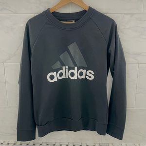 Adidas Logo Long Sleeve Black Crew Neck Sweatshirt